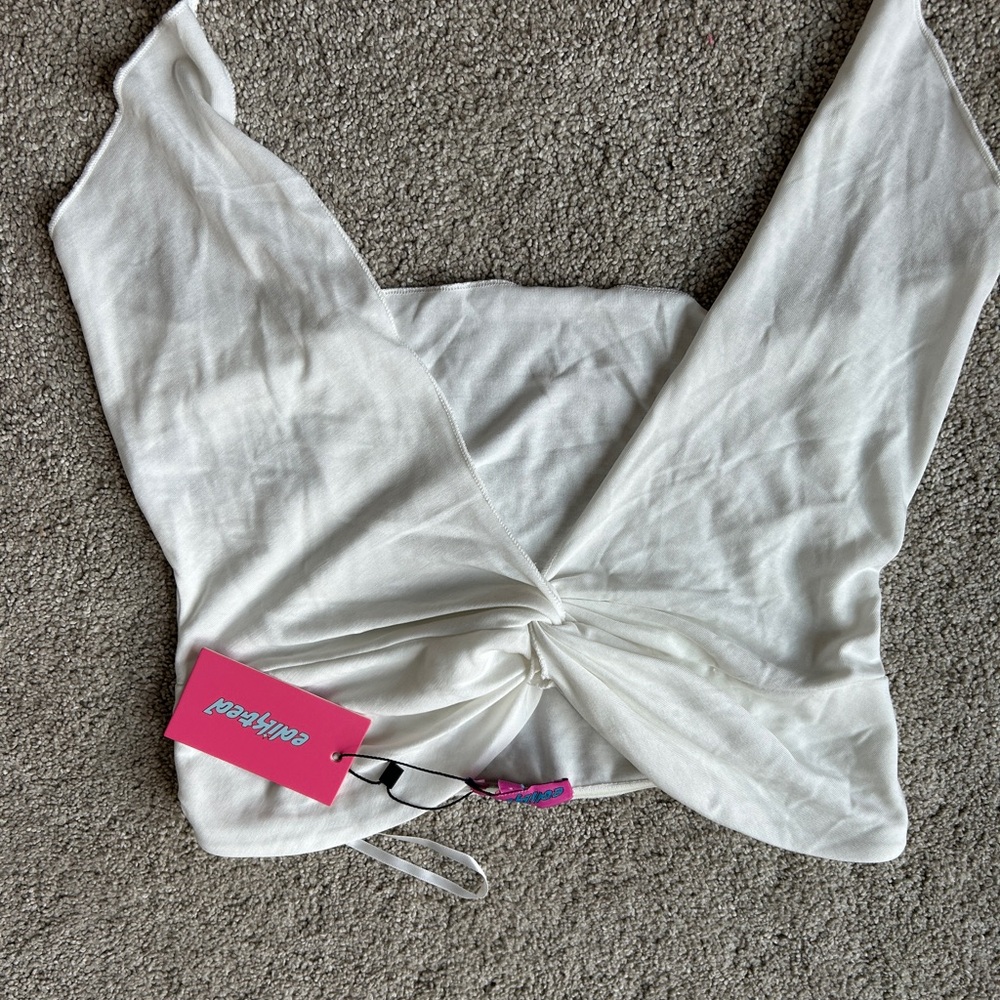 Edikted Cream Twist Front Blouse